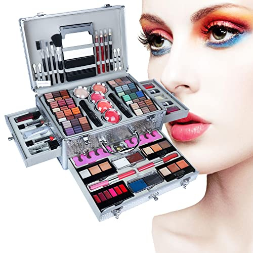 102 Farben Makeup Set, Cosmetics Schminkkassette, Kosmetik Eyeshadow Palette, mit Concealer, Gesicht Puder, Rouge, Lippenstift, Augenbrauenpuder und Eyeliner
