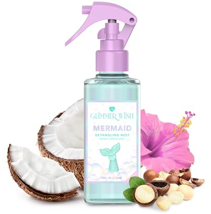 Glimmer Wish Mermaid Hair Detangler Spray – Leave-In Conditioner for Kids & Women, Tangle-Free Hair Care, Detangling Spray, 5 fl oz