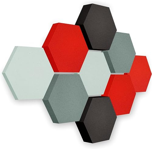 platino24 Akustikpaneele 9 Elemente Edition LOFT 3D I Ø 300mm Akustikplatten Schalldämmung Wand & Decke I Akustikschaum Schall-Absorber aus Basotect 30-70mm mit farbiger Akustikbeschichtung
