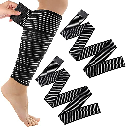 Fiotha Sport Fascia Polso,2 Pezzi Nero 180cm,Fasce Ginocchia Palestra,Fascia Elastica Polpaccio Regolabile,Bendaggio del Gomito,per Fasciatura Elastica Regolabile per Polso e Ginocchio,Yoga,Corsa