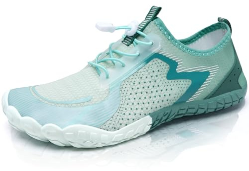 IceUnicorn Barfotaskor dam herr breda traillöparskor tåskor unisex simskor strandskor aquaskor, Grön vit, 45 EU