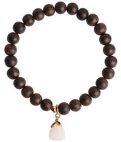 Lllunimon naturligt Agarwood Buddha pärlarmband matchande Hotan Jade accessoarer damsmycken träarmband