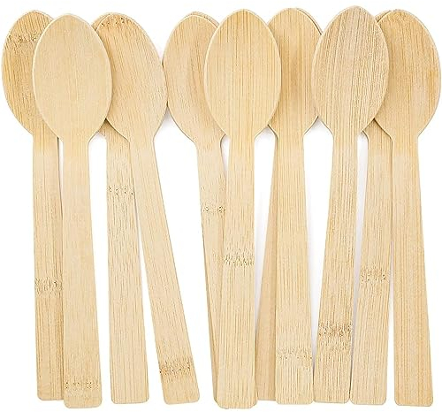 17cm Disposable Bamboo Cutlery Sets: Eco Friendly Biodegradable Compostable Kitchen Utensils Single Use Wooden Knives Forks & Spoons for Picnics, Festivals, Parties, BBQs, Camping(Spoon x6000)