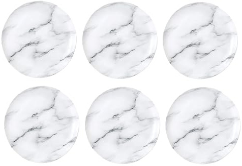 Nobel Melamine Dinner Plates, Side Plate, Unbrakeable, Flat Bottom Everyday Use Pack of 6 (Exquises Dinner Plate- 26 cm)