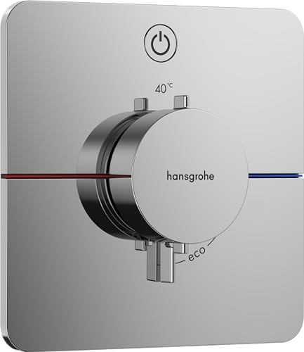 hansgrohe ShowerSelect Comfort Q - thermostat conceiled, bathroom tap with safety stop at 40 °C, thermostat for showers and bath tubs, shower mixer for 1 function, chrome, 15581000