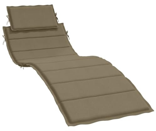 vidaXL Liegenauflage, Auflage Polster für Sonnenliege Gartenliege, Polsterauflage Kissen für Gartenmöbel Liegestuhl, Melange Taupe 186x58x4cm Stoff