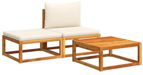 vidaXL 3-TLG. Gartensofa-Set mit Kissen Holz Akazie & Rattan