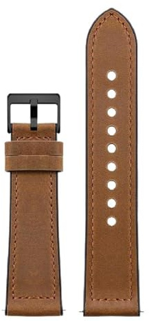 Qgsaghty 20mm/22mm Leder-Uhrenarmband, Herren-Dornschließe, Crazy Horse-Leder-Uhrenkette, schwarze Dornschließe, Dunkelbraun, 20mm