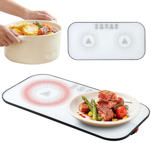 Darryy Piastra riscaldante per alimenti, scaldavivande, riscaldamento su tutta la superficie, controllo della temperatura regolabile, piastra riscaldante portatile Bandeja de Calentamiento Electrico