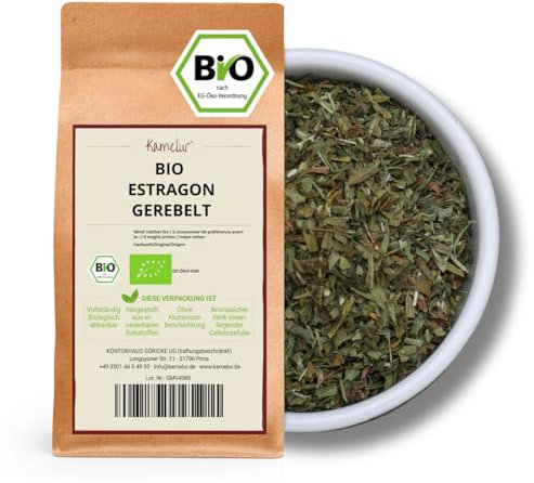 Kamelur BIO Estragon (250g) getrocknet und gerebelt, ohne Zusätze - Estragonblätter gerebelte Kräuter aus kontrolliert biologischem Anbau.