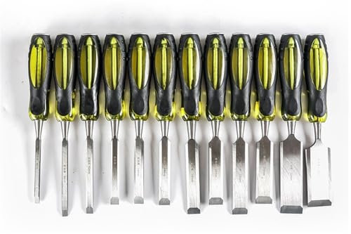 GZE-KODJFKPO Wood Chisel Set 12 Pieces Woodworking Chisels 6 To 38mm Firmer Chisel Set Woodworking Hand Tools Mortise Chisel Set