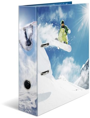 HERMA A4 Lever Arch File Winter Sports, 70mm Spine, Heavy Duty Folder with Sport Motif, Glossy Finish & Inner Print, Kids Ring Binder, Archiving Folder & Storage File Organizer