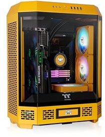 Thermaltake Tower 600 Bumblebee - Boîtier Moyen Tour avec 2 Ventilateurs CT de 140 mm Inclus ; Prise en Charge de radiateur 420 mm, GPU 400 mm, connecteur caché, Slots PCIe rotatifs, CA-1Z1-00M4WN-00