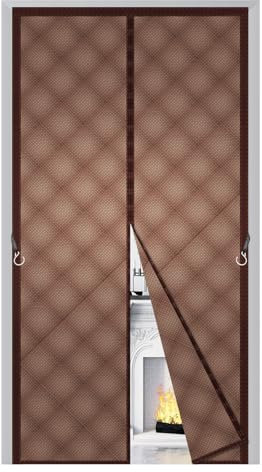 Magnetischer Wärmeschutzvorhang für Türen 120x200cm,Thermovorhang Tür,Winddicht & Wasserdicht,Kälteschutz Isoliervorhang, Kein Bohren,Haustierfreundlich,Geeignet für Balkontür,Braun