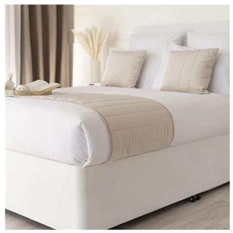 FOVAOK Cache-sommier en daim synthétique avec tissu trois côtés et élastique autour du lit, facile à installer, blanc, 160 x 200 x 37 cm