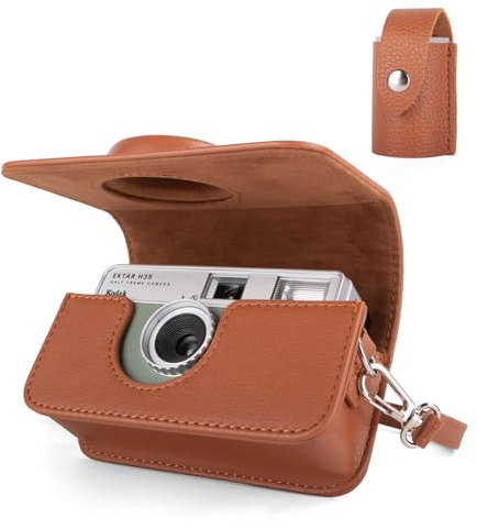 HIYQIN Custodia protettiva compatibile con la fotocamera a pellicola KODAK H35/H35N/F9/VIBE 501F, borsa per il trasporto in pelle PU e custodia per la conservazione della pellicola - Marrone