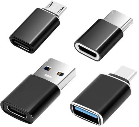 USB Adapter Set, 4 Stück USB auf Type-C Adapter, MicroUSB to Type-C Adapter, kompatibel mit MacBook Pro, Samsung Galaxy, Handy, PC