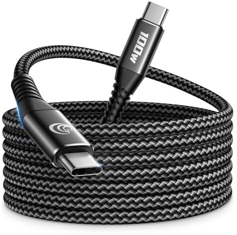 Aioneus Cable USB C a USB C 100W, 3M Cable USB C Carga Rápida PD 5A USBC Cable Trenzado Nylon Largo Cable Cargador Tipo C para iPhone 17 16 15 Pro Max, Samsung S25 S24 Ultra, iPad Pro, MacBook, Pixel