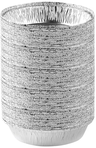 Quixotical 50 Stück Aluminiumfolie Pfannen, Einweg Aluschalen 7 Zoll, Rund Backbleche zum Backen, Kochen, Grillen – Aluminium Einwegformen