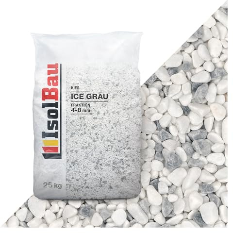 Isolbau Gravier décoratif 25 kg – Gravier de marbre, 4 à 8 mm, pierres décoratives pour jardin, tapis en pierre, graviers d'aquarium, pierres naturelles de jardin, gravier d'étang pour l'intérieur et