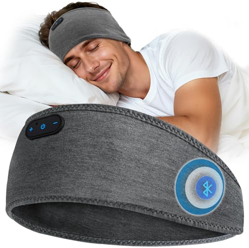 LC-dolida Bandeau Bluetooth Écouteurs Casque de Sommeil,Cadeaux pour Homme Femme,Les Mains Libres, Casque Dormir Doux avec Ultra-Fins HD Stéréo pour l'entraînement,Voyage,méditation,Yoga et détente