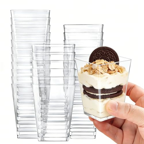 Wubushan vasitos aperitivos plastico 160 ml/5 oz, 25 Piezas vasitos para postres Reutilizable, Tazas de Postre para Mousse, Chocolate, Helado, Pudding