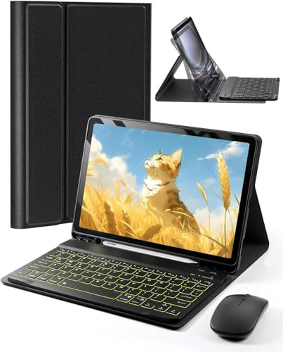 Keyboard Case for Tab A11/ A9 8.7-inch Case with Keyboard Samsung Galaxy | Samsung Galaxy Tab A11-2025 A9-2023 Tablet Case with Magic Keyboard Backlit Built-in Pencil Holder with Mouse Black