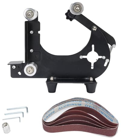 Mini lijadora de banda con tensión de placa de hierro ajustable, adaptador de lijadora de banda, máquina pulidora de bricolaje para moler, lijar y pulir