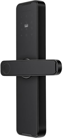 Türschloss Fingerabdruck, 5 in 1 Elektronisches Smartlock mit Fingerabdruck Zahlencode Magnetkarte Schlüssel Temporäres Passwort, App-Steuerung, für Haustür 35-50mm