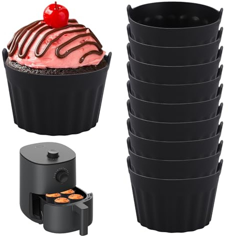10 stycken airfryer silikonform äggform, 8 x 5 cm bakformar för luftfritös, silikon, muffinsformar, luftfryer BPA-fri, muffinsform, silikon för varmluftsfritös för muffins, puddingar, omeletter, kakor