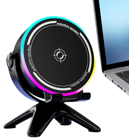 Altoparlante a Induzione con Supporto per Smartphone | Diffusore Audio Portatile per Esterni - Altoparlante Wireless RGB | per Casa Ufficio Camera da Cucina Viaggi Campeggio