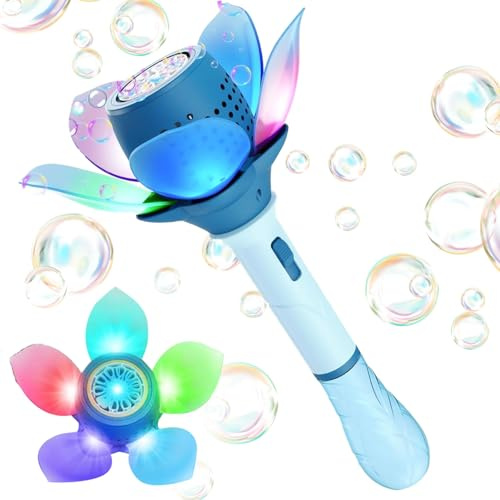 Fiore di Loto Pistola a Bolle, Pistola Bolle di Sapone Bambini 10000+ Bolle/Minuto, Sparabolle di Sapone Bambini Automatico con 120ml Soluzione