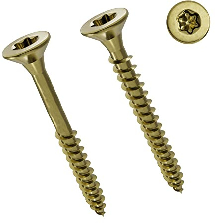 Parco Torx spånskivor skruvar med försänkt huvud paket med 200 6 x 40 mm, delgänga – zink gul passivererad, 1096 x 40