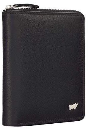 BRAUN BÜFFEL Damen Geldbörse aus echtem Leder Golf 2.0 - Hochformat mit Reißverschluss - Portemonnaie für Frauen - 8 Kartenfächer - Schwarz
