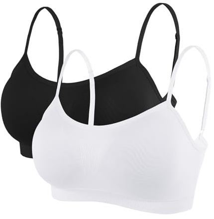 Litthing Sujetador Invisible Slim Fit sin Anillo de Acero Chaleco para Mujer la Combinación de Ropa Interior Femenina (Negro + Blanco, 2XL)