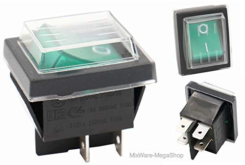 Interrupteur à bascule avec couvercle étanche 2 broches (4 broches) - Uni--AUS - 250 V 16 A - Vert