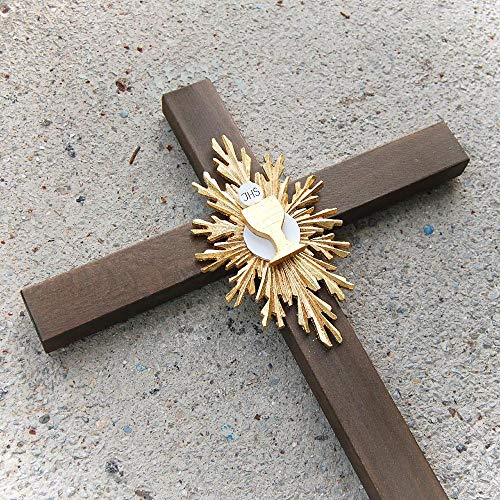 Choalis Wood Art Cruz de pared de la Primera Comunión con Cáliz - Regalos Cristianos Católicos Religiosos - Suministros de la Iglesia