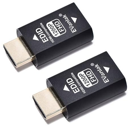 EVanlak 3rd Generrtion Hdmi Edid Emulator Passthrough Dongle Eliminated Emulator Adapter Work with Mac Thunderbolt to HDMI Switches/Extender/AV Receiver/Video Splitters -1920x1200@59hz-2pack