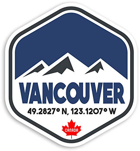 Vinyl-Aufkleber, Motiv: Vancouver Kanada, Ski, Snowboard, Gepäck, 10 cm, 2 Stück