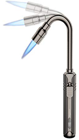 Megainvo Mechero flexible de gas 360°, recargable con varilla larga, llama de tormenta, para chimenea, velas, horno, barbacoa, estufa (sin gas)