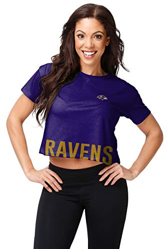 FOCO womens Nfl Team Logo Ladies Fashion Crop Top Shirt, Bottom Line, Medium US