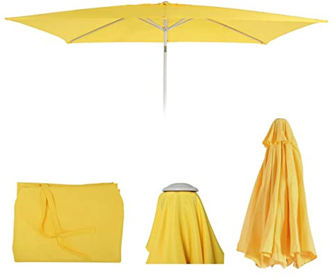 Mendler Ersatz-Bezug für Sonnenschirm N23, Sonnenschirmbezug Ersatzbezug, 2x3m rechteckig Stoff/Textil 4,5kg UV 50+ - gelb