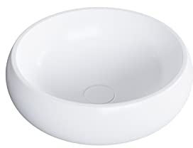 BERNSTEIN® Handwaschbecken NT8559 Ø40cm Aufsatzwaschbecken Waschtisch Waschbecken Waschschale aus Mineralguss, Gäste-Waschbecken in Weiß Matt, Mit Ablaufgarnitur,
