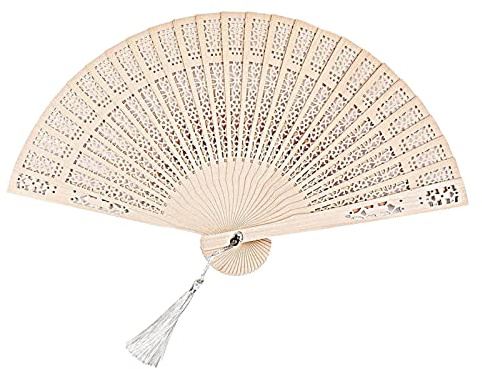 QincLing Bambus Handfächer Hochzeitsfächer Dekoration Faltfächer Folding Fans Hand Klappfächer Vintage Handheld Faltventilator Chinesischer Fächer Mit Quasten für Männer Damen (1 Stück)