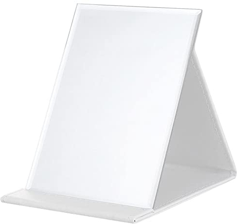 YAVO-EU Specchio da Tavolo Pieghevole 25.5x18CM Specchio Portatile Pieghevole, Specchio da Viaggio Pieghevole con Pelle PU per Scrivania da Ufficio,Tavolo da Trucco e Viaggio