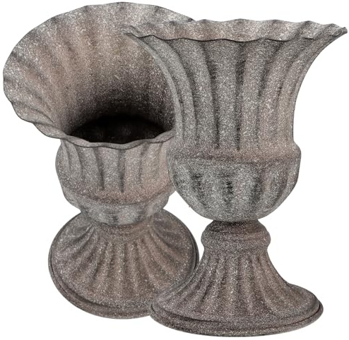 Vosarea 2 Stücke Friedhofsvase Metall Grabvasen Zum Stecken Grabsteckvase Grabvasen Erdspieß Grabstecker Blumenvase Grabschmuck Steckvase für Grab Friedhof Vase Stehend Grab Deko Grau