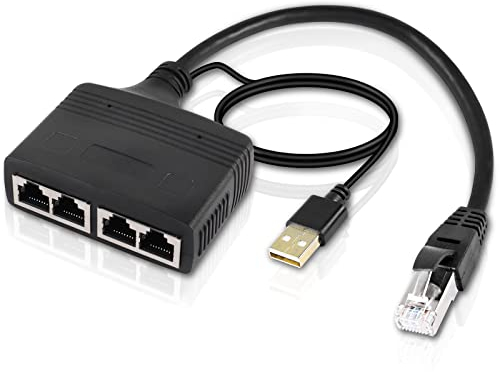 XMSJSIY Ethernet Splitter 1 a 4 Internet Ethernet Switch RJ45 a 4 Network Divider Adapter Converter 100Mbps ad alta velocità LAN Distributore per Cat5/5e/6/7/8 (1 Maschio a 4 Femmina)