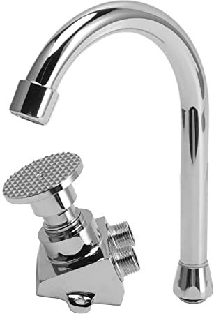 Foot Pedal Basin Faucet, Stainless Steel Hands Free Faucet Valve, Double Outlet Water Kitchen Sink Foot Tap for Home Kitchen Bathroom