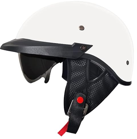CHAOYANG Casco da moto vintage, Casco Moto Adulto, Casco Semi Aperto Con Visiera. Casco Per Scooter Atv Casco, Casco Di Sicurezza Certificato ECE (Bianco,L)