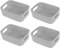 Hwtcjx 4 Piezas Cajas Organizadoras de Plastico, Cestas Almacenaje Cocina, Cesta de Almacenamiento con Asas, Caja Almacenamiento, Cestas Organizadoras para Oficina, Baño, 21 x 14 x 7 cm (Gris)